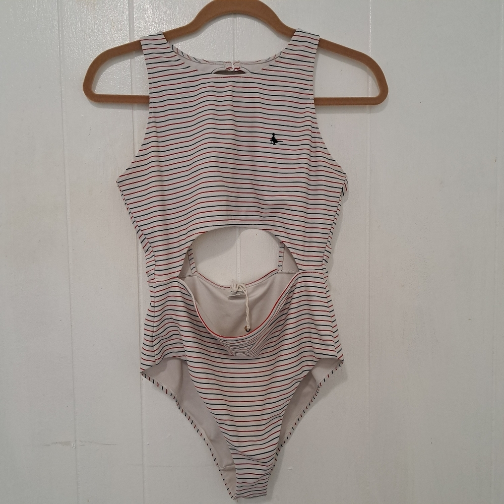 ✨ Jack Wills Striped Cutout One Piece Swimsuit Size 8 (Ref 18) - Picture 5 of 10